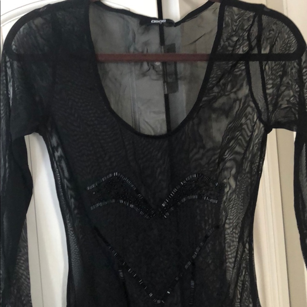 Sexy black sheer embroidered top